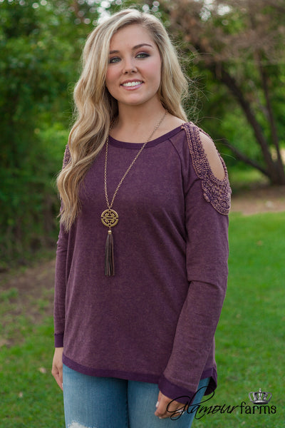 Dawson Cold-Shoulder Top - Burgundy