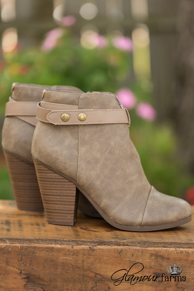 Gail Belted Ankle Bootie - Beige