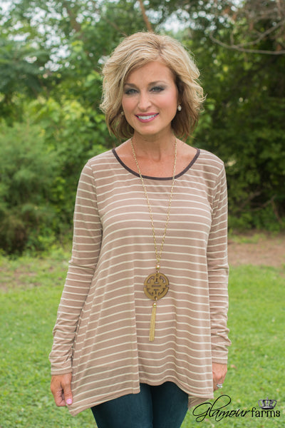 Peyton Striped Top - Mocha