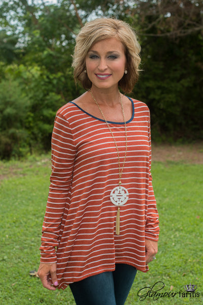 Peyton Striped Top - Rust
