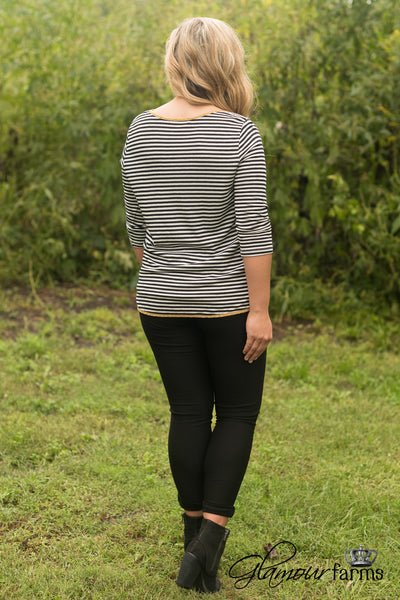 Aberdeen Striped Top - Ivory/Black