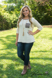 Aberdeen Striped Top - Ivory/Taupe