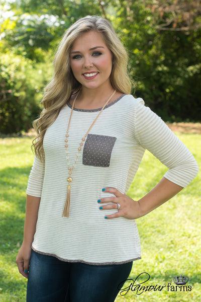 Aberdeen Striped Top - Ivory/Taupe