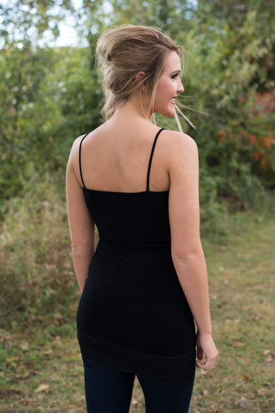 Ahh-Mazing Cami Lace Bottom Long Shaper - Black