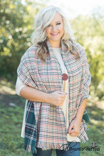 Alistaire Reversible Plaid Scarf - Green