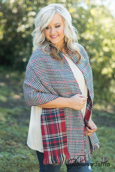 Alistaire Reversible Plaid Scarf - Red
