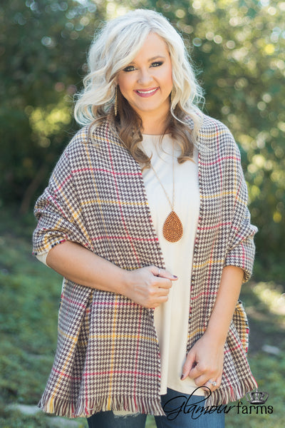 Alistaire Reversible Plaid Scarf - Tan