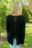 Alyson Lace-Up Sweater - Black