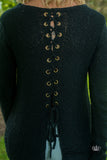 Alyson Lace-Up Sweater - Black