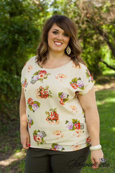 Curvy| Ambrose Floral Top - Blush