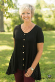 Angela Button Top/Tunic - Black