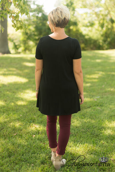 Angela Button Top/Tunic - Black