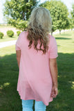 *1 LEFT - 1XL* Curvy| Angela Button Top/Tunic - Light Coral