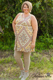 Curvy| Anika Tank Tunic/Dress - Yellow/Multi
