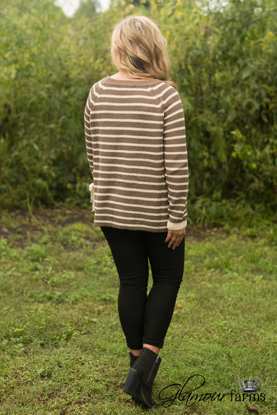 Autumn Days Striped Sweater - Mocha