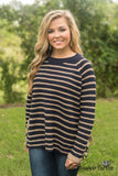 Autumn Days Striped Sweater - Navy