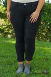 Curvy| Ava Hyper Fleece Skinny - Black