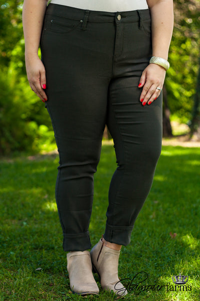 Curvy| Ava Hyper Stretch Skinny - Dark Olive