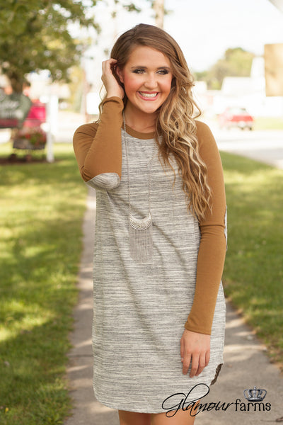 Baseball For Days Dress - Gray/Mustard