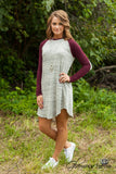 *RESTOCK* Baseball For Days Dress - Gray/Burgundy