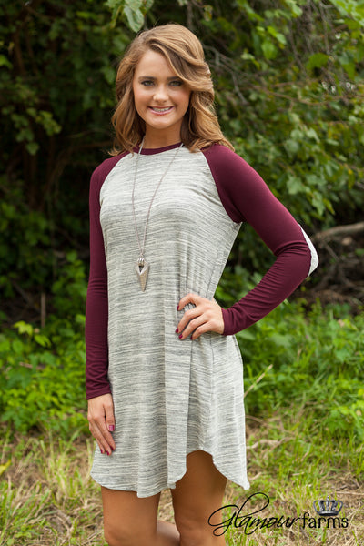 *RESTOCK* Baseball For Days Dress - Gray/Burgundy
