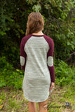 *RESTOCK* Baseball For Days Dress - Gray/Burgundy