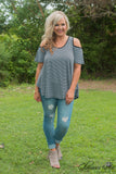 Curvy| Between You And Me Striped Top - Gray/Black