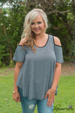 Curvy| Between You And Me Striped Top - Gray/Black