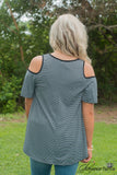 Curvy| Between You And Me Striped Top - Gray/Black