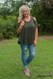 Curvy| Between You And Me Striped Top - Olive/Black