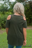 Curvy| Between You And Me Striped Top - Olive/Black