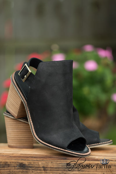 Caleb Peep-Toe Bootie - Black
