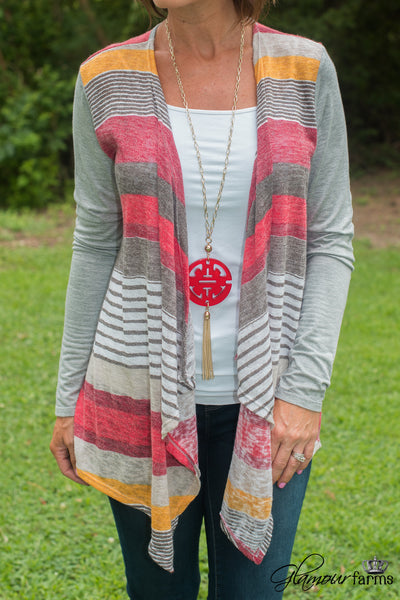 Canyon Sunset Cardigan - Burgundy/Multi
