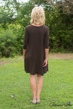 Carson 3/4 Sleeve Tunic/Dress - Dark Brown