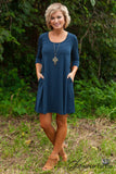 Carson 3/4 Sleeve Tunic/Dress - Navy