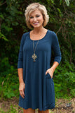 Carson 3/4 Sleeve Tunic/Dress - Navy