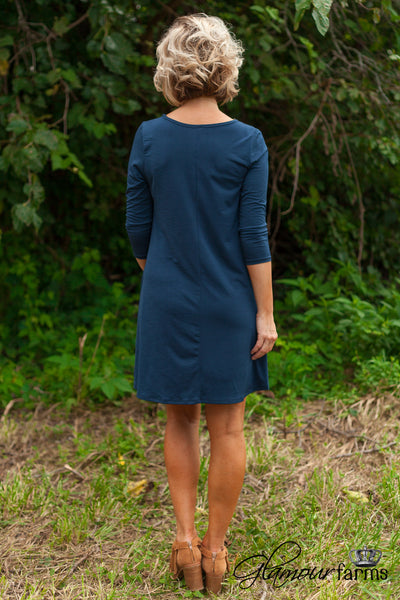 Carson 3/4 Sleeve Tunic/Dress - Navy