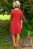 Carson 3/4 Sleeve Tunic/Dress - Rust