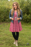Carson Print Tunic/Dress - Dark Fuchsia