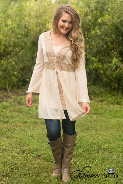 Catalina Lace Cardigan - Taupe