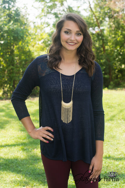 Charlotte Lace Top - Navy