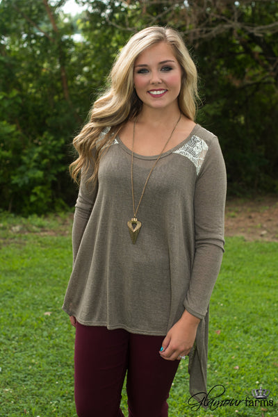 Charlotte Lace Top - Olive