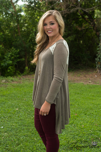Charlotte Lace Top - Olive
