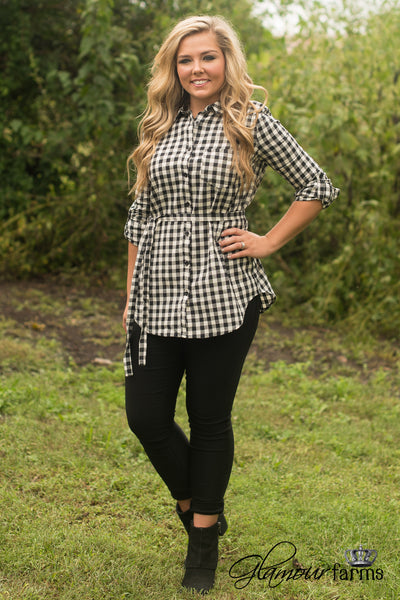 Checkmate Plaid Tunic - Black/Ivory