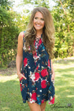 Claryville Floral Dress - Navy