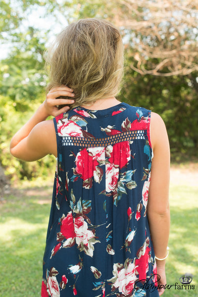 Claryville Floral Dress - Navy