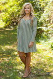 Covington Striped Tunic/Dress - Olive/Ivory