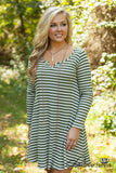 Covington Striped Tunic/Dress - Olive/Ivory