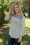 Crossing Paths Top - Oatmeal/Navy