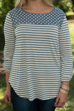 Crossing Paths Top - Oatmeal/Navy